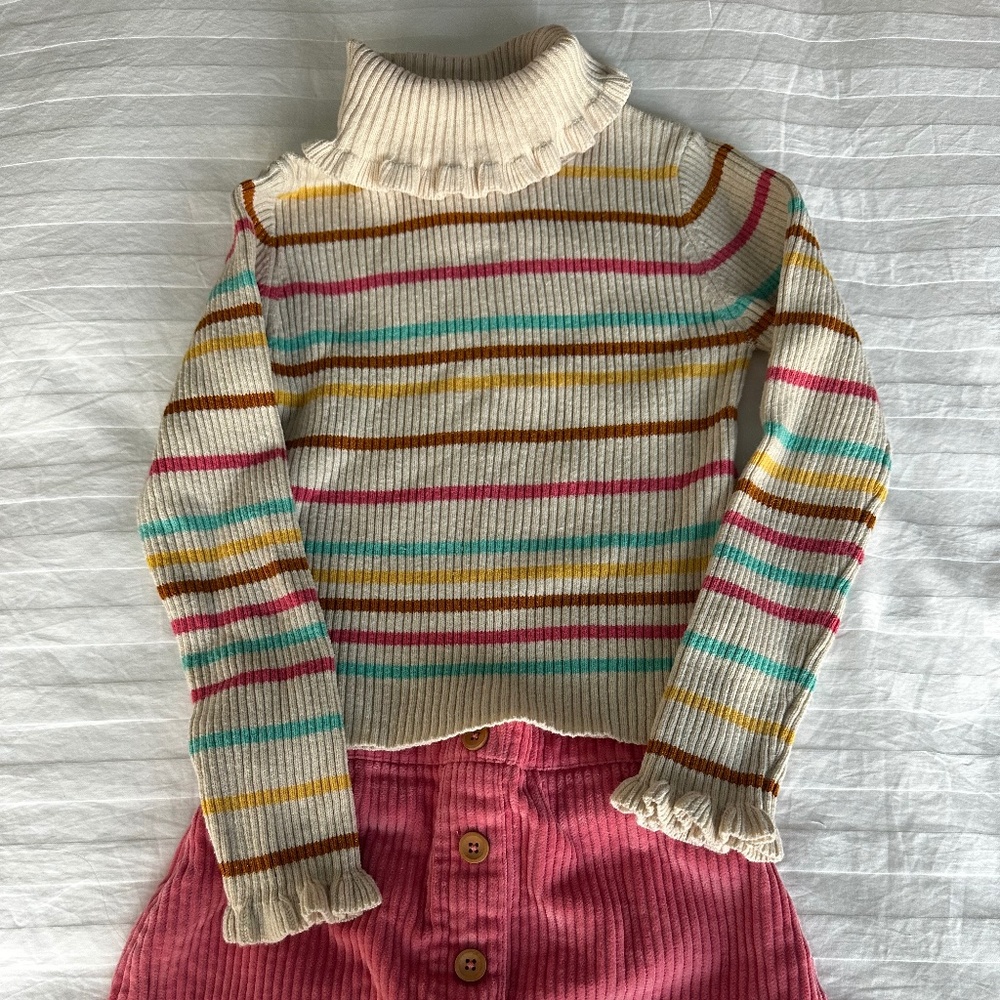 Girls 2 piece Tommy Bahama Turtleneck Sweater & Pink Corduroy Skirt size 4